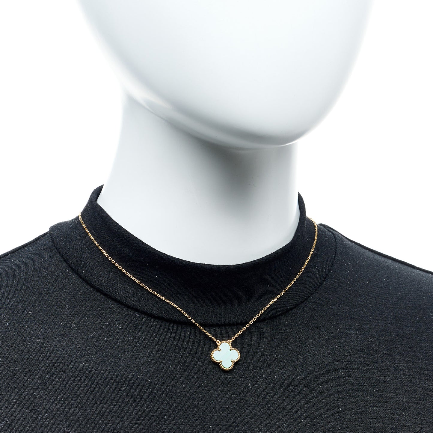 18K Yellow Gold Malachite Vintage Alhambra Pendant Necklace