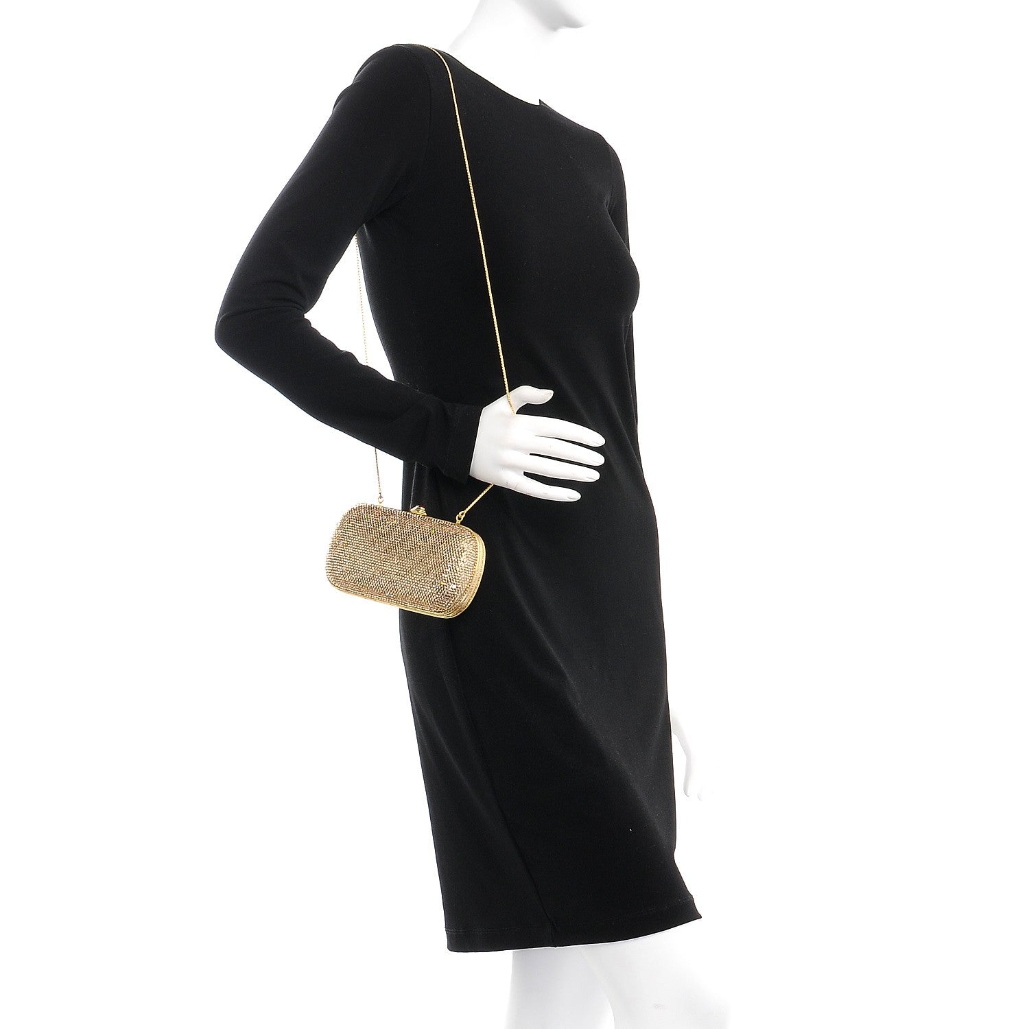 Judith Leiber Swarovski Crystal Minaudiere Clutch Gold 3 of 10