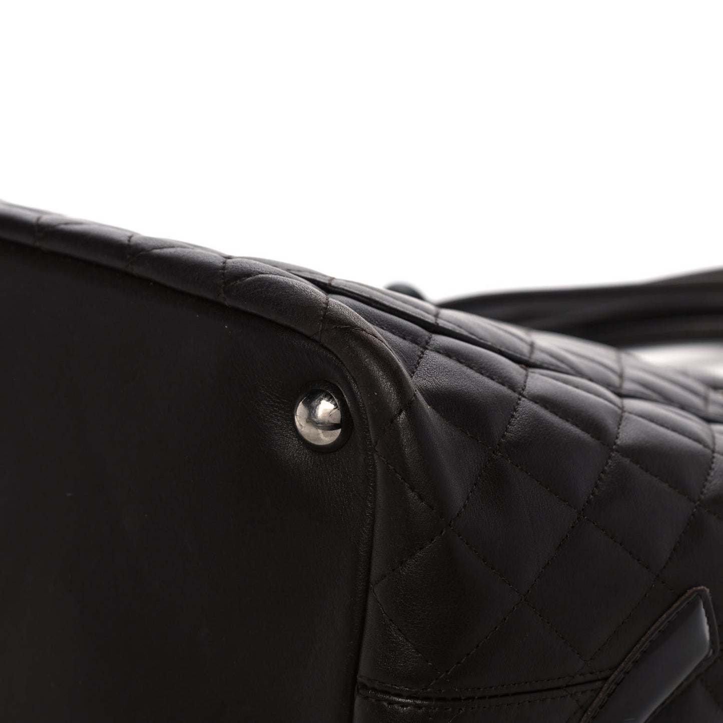 Calfskin Quilted Large Cambon Tote Brown