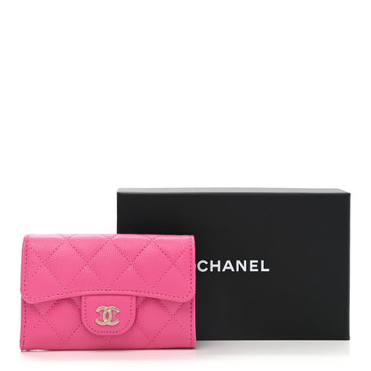 Chanel Caviar Quilted Flap Card Holder Wallet Dark Pink 9 of 10