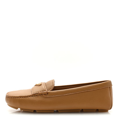 Prada Cervo Triangle Driving Loafer 37.5 Naturale 1 of 7