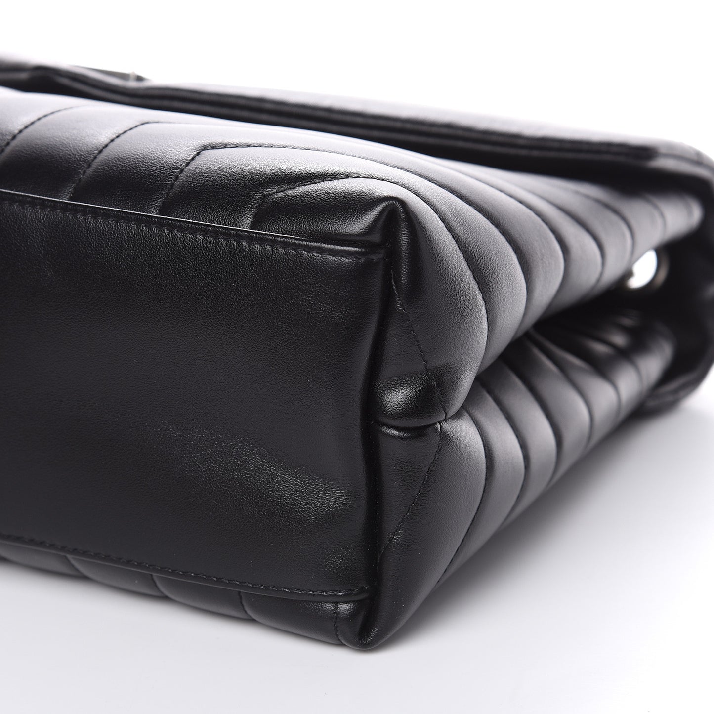 Calfskin Y Quilted Monogram Medium Loulou Chain Satchel Black