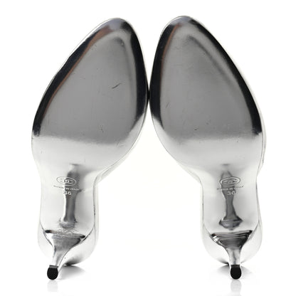 Chanel Metallic Goatskin CC Mules 36 Silver 5 of 11