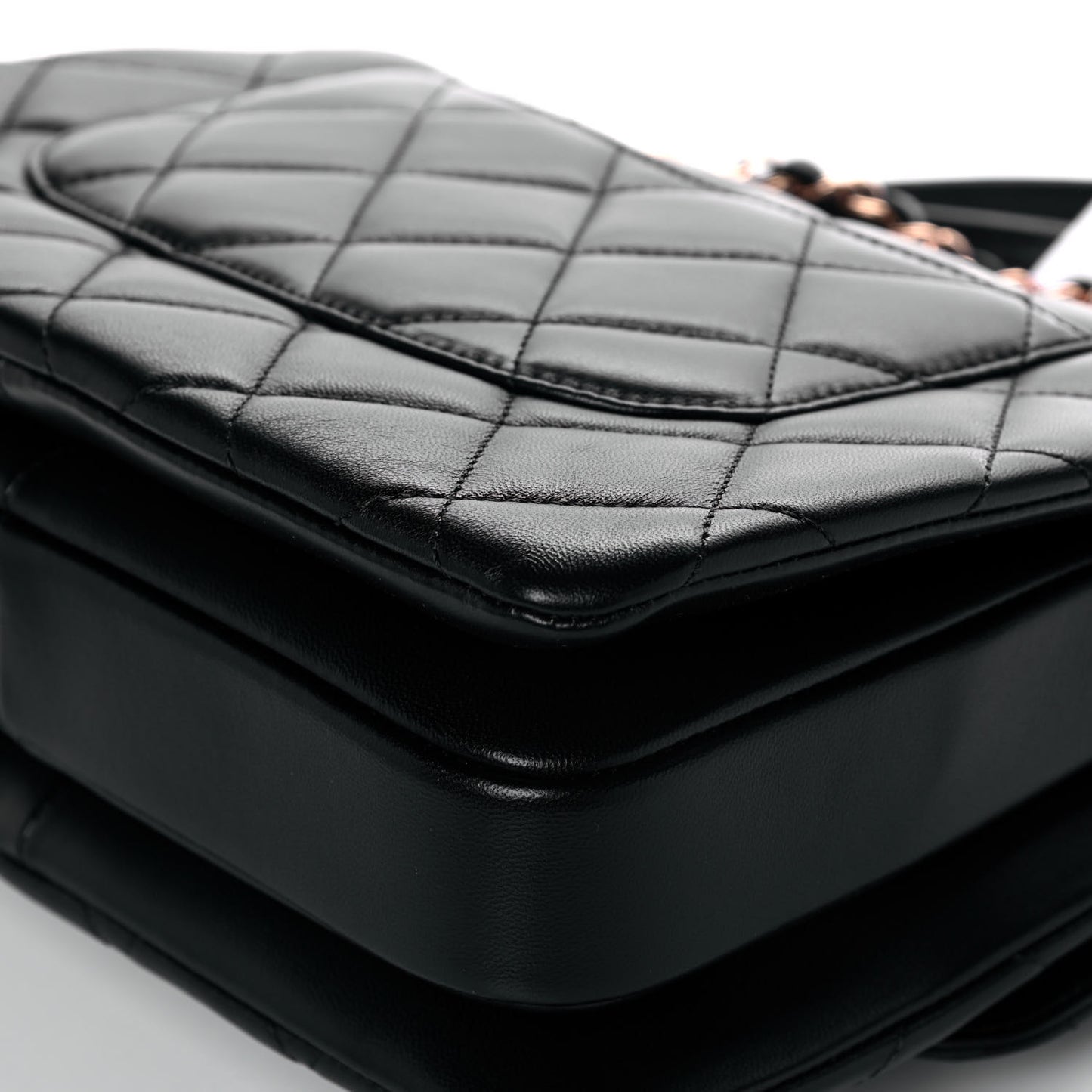 Lambskin Quilted Small Trendy CC Dual Handle Flap Bag Black