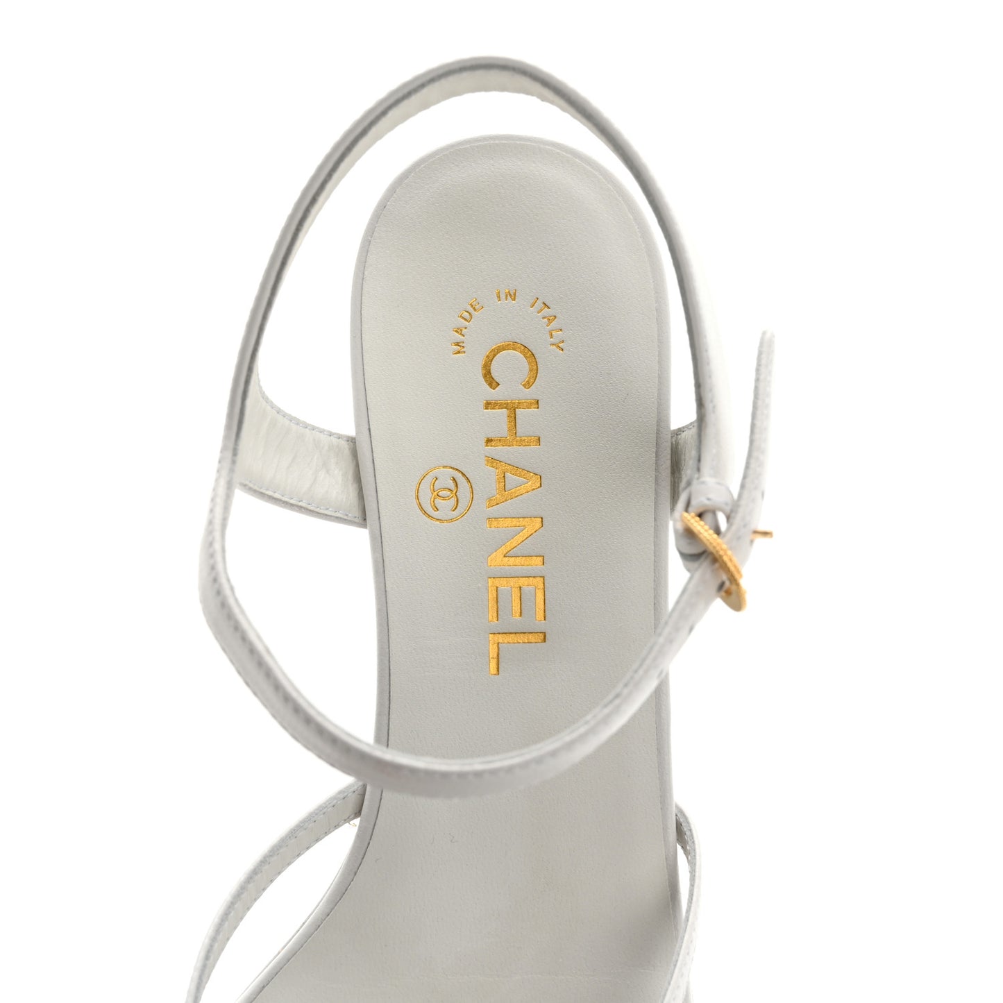 Lambskin Crystal CC Sandals 37.5 White