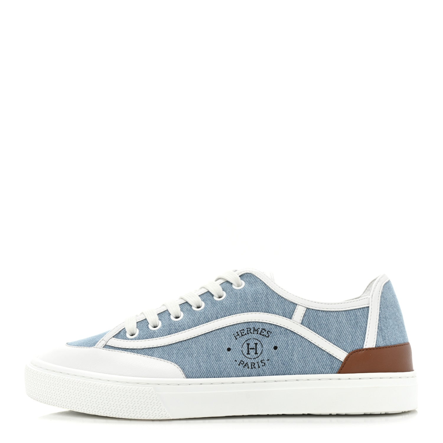 Hermes Denim Calfskin Mens Get Sneakers 41 Bleu Clair White 1 of 10