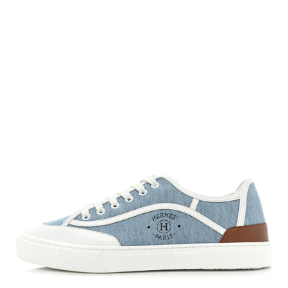 Hermes Denim Calfskin Mens Get Sneakers 41 Bleu Clair White 1 of 10