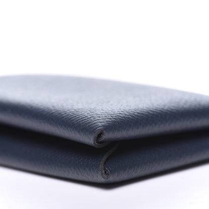 Hermes Epsom Verso Calvi Card Case Bleu Indigo Vert Amande 7 of 9