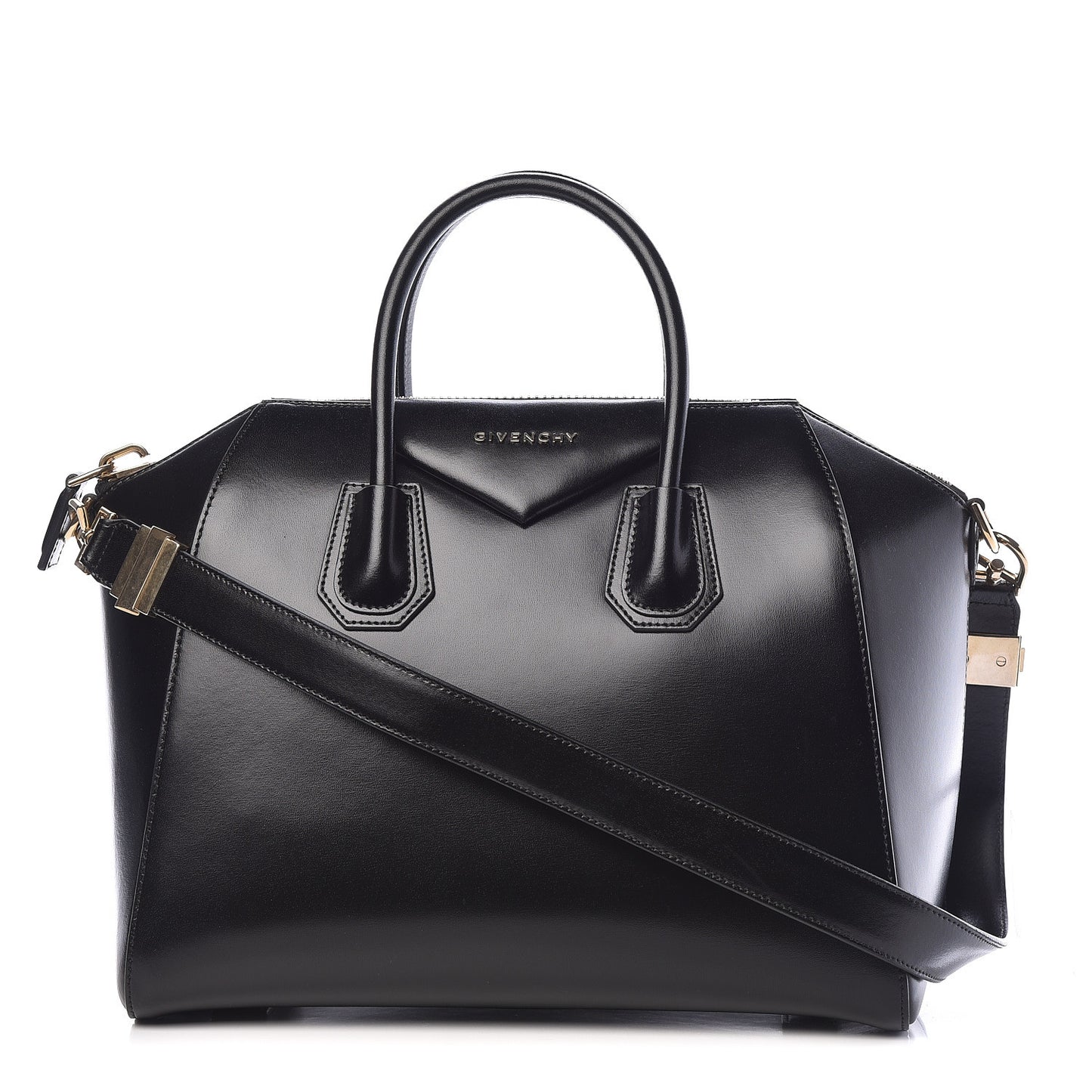 Shiny Lord Calfskin Medium Antigona Black