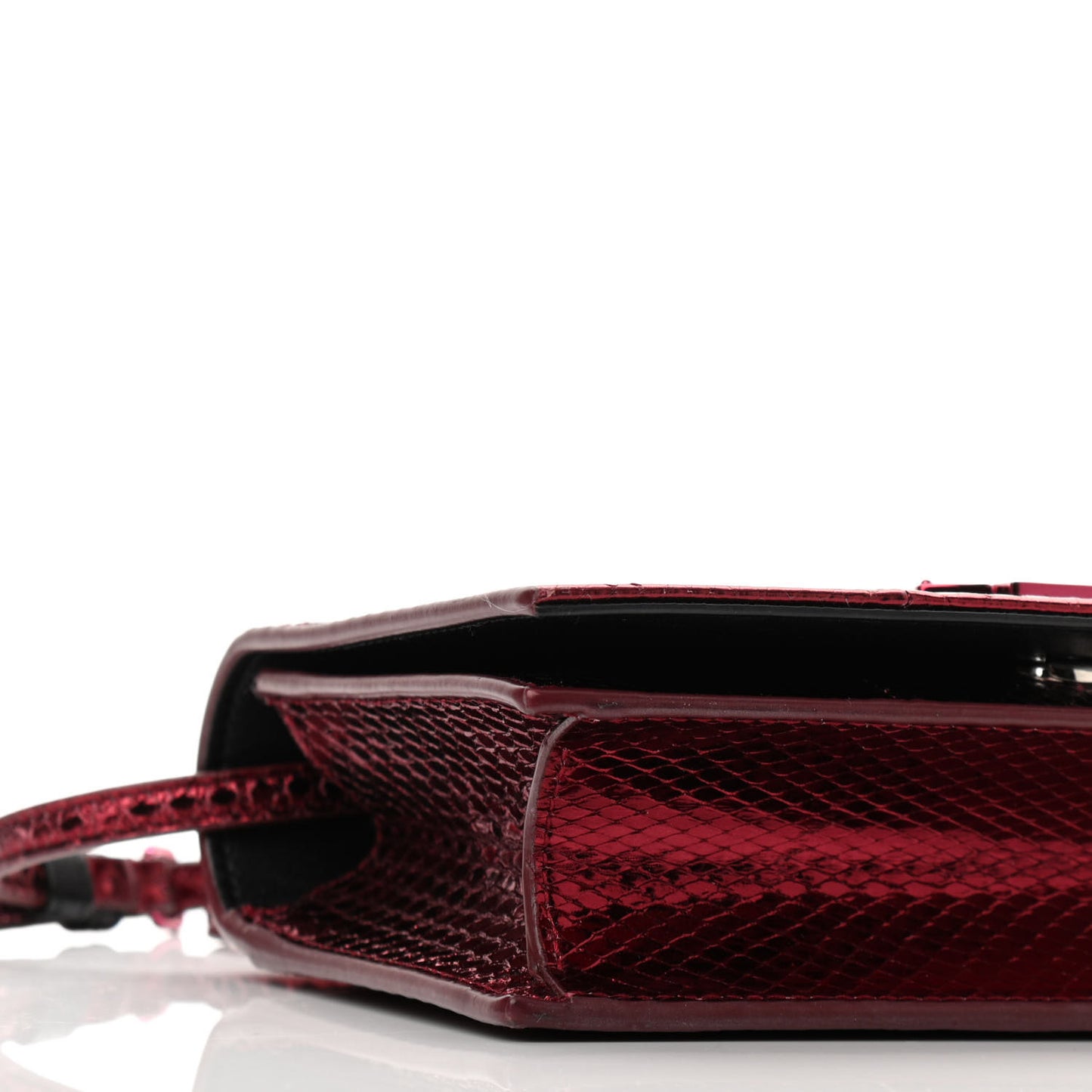 Metallic Ayers Monogram Toy Kate Strap Wallet Cherry