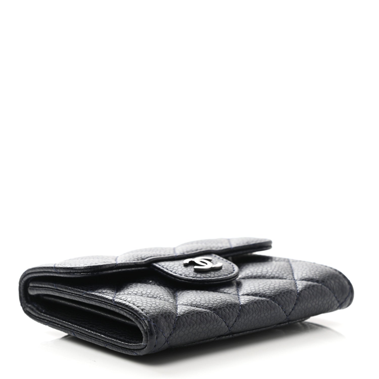 Chanel Caviar Quilted Flap Card Holder Wallet Navy Blue 4 of 9
