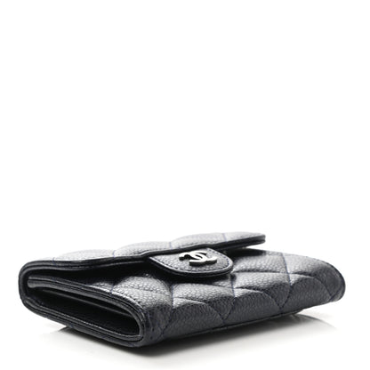 Chanel Caviar Quilted Flap Card Holder Wallet Navy Blue 4 of 9