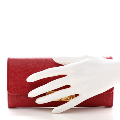 Prada Saffiano Lock Portafogli Flap Wallet Fuoco 2 of 10