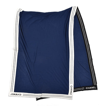 Chanel Cashmere Cotton Silk CC Scarf Navy 2 of 3