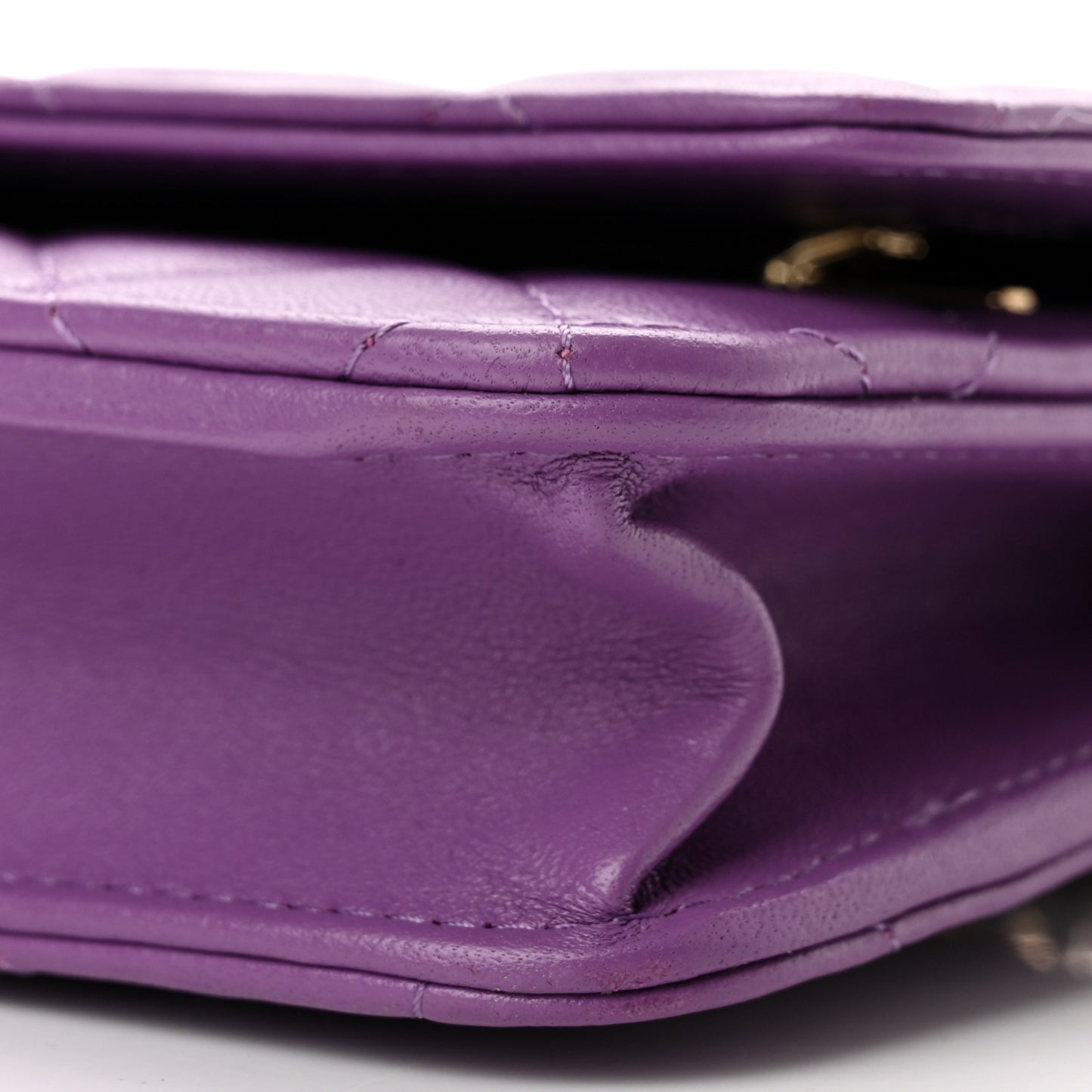 Lambskin Quilted Wallet On Chain WOC Purple