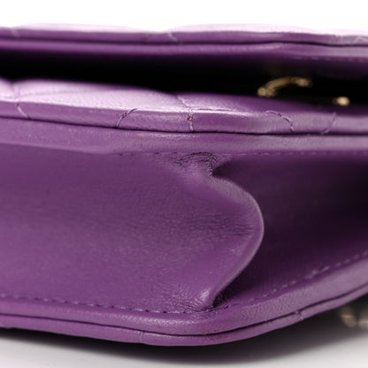 Chanel Lambskin Quilted Wallet On Chain WOC Purple 11 of 11