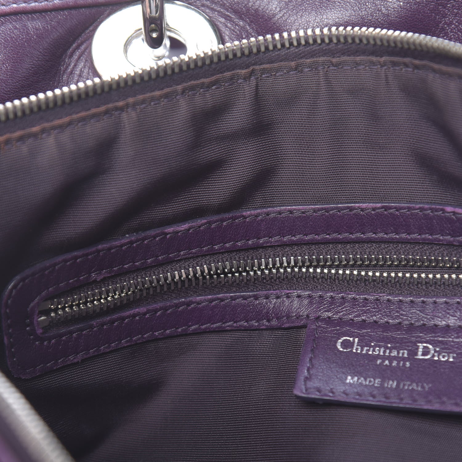Christian Dior Lambskin Cannage Medium Granville Tote Purple 11 of 20
