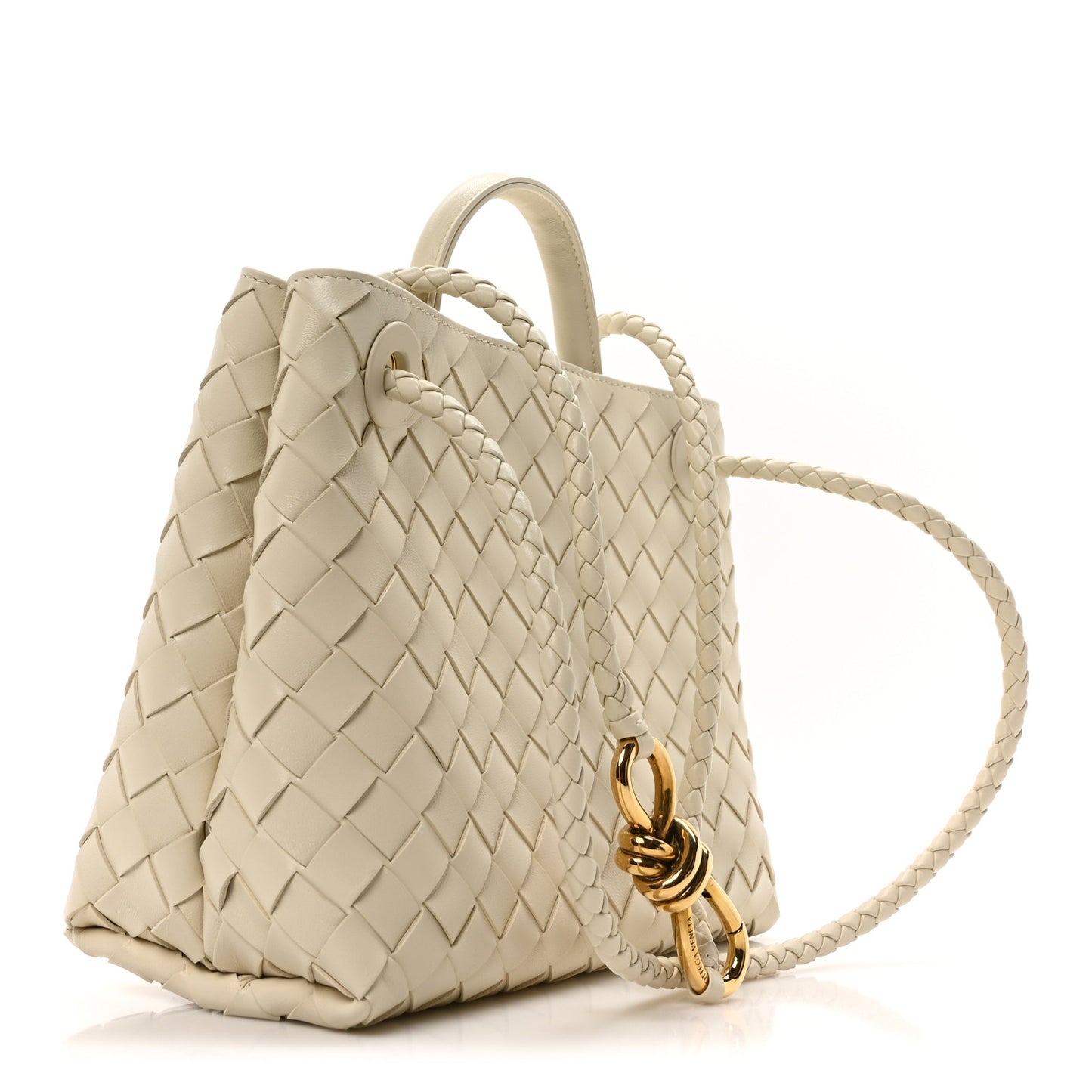 Nappa Intrecciato Small Andiamo Shoulder Bag Sea Salt