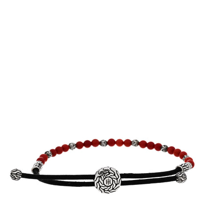 John Hardy Sterling Silver Red Coral Classic Chain Bead Cord Bracelet Black 2 of 4