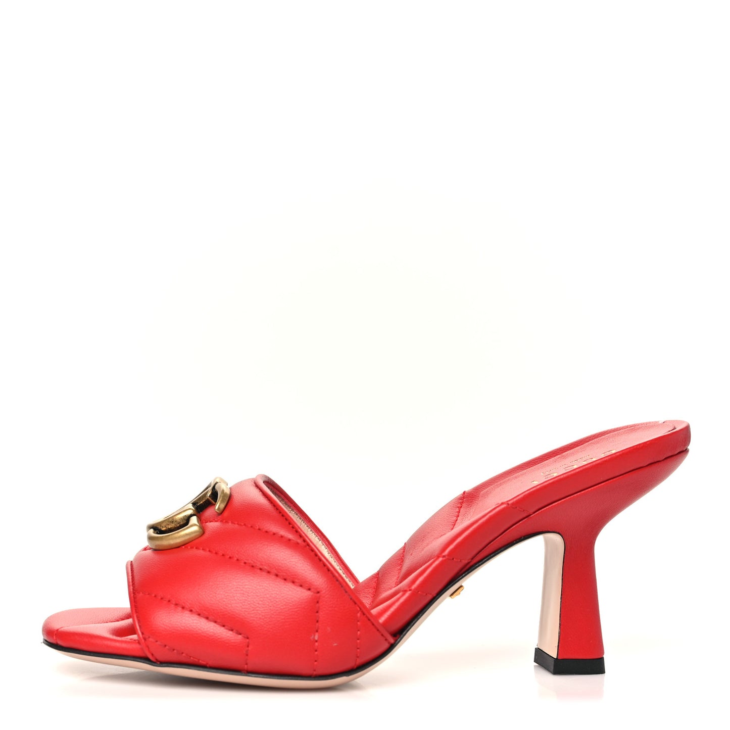 Nappa Matelasse GG Marmont 75mm Slide Sandals 35 Maple Red