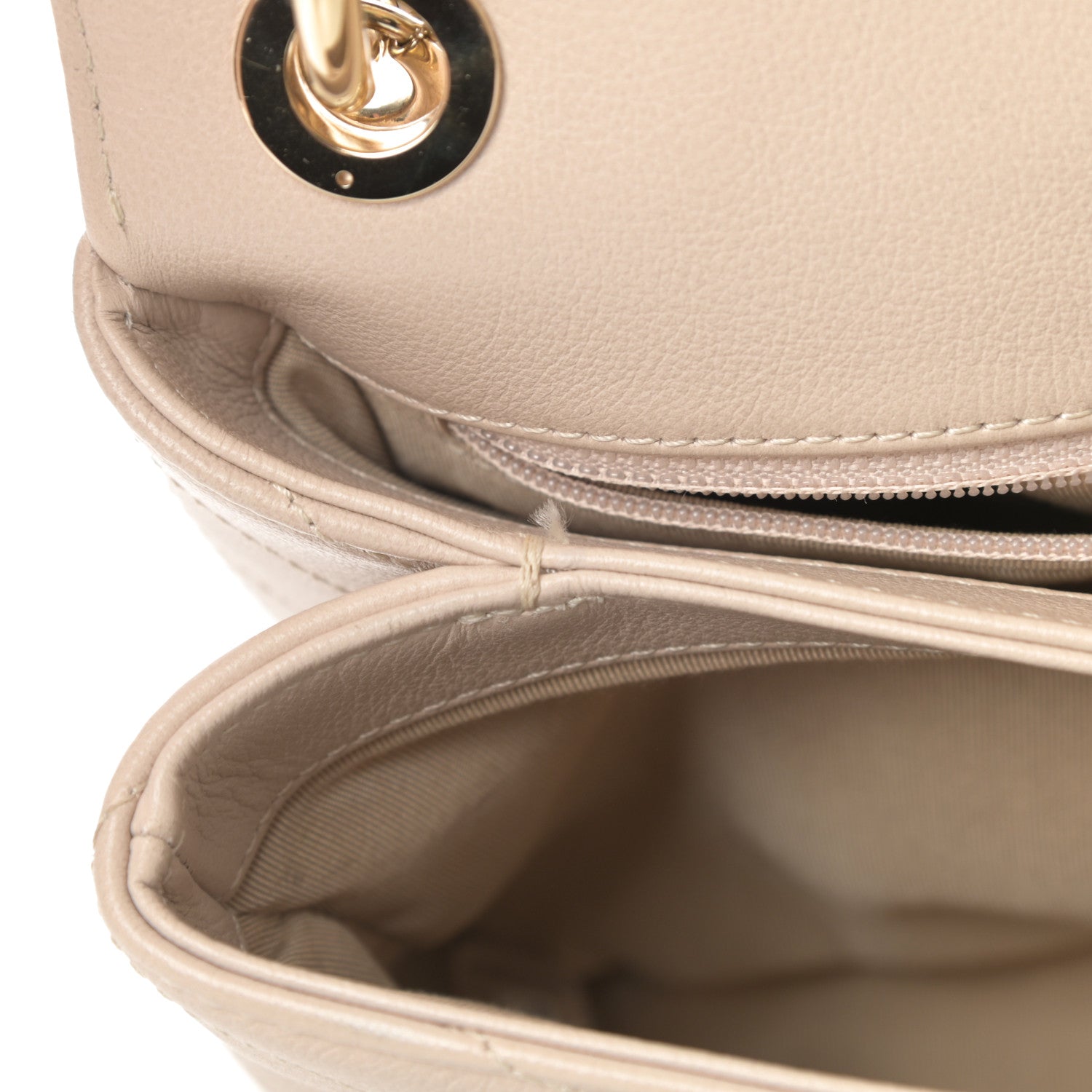 Chanel Grained Calfskin Small Chevron Chic Top Handle Flap Beige 10 of 14