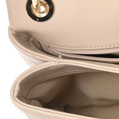 Chanel Grained Calfskin Small Chevron Chic Top Handle Flap Beige 10 of 14