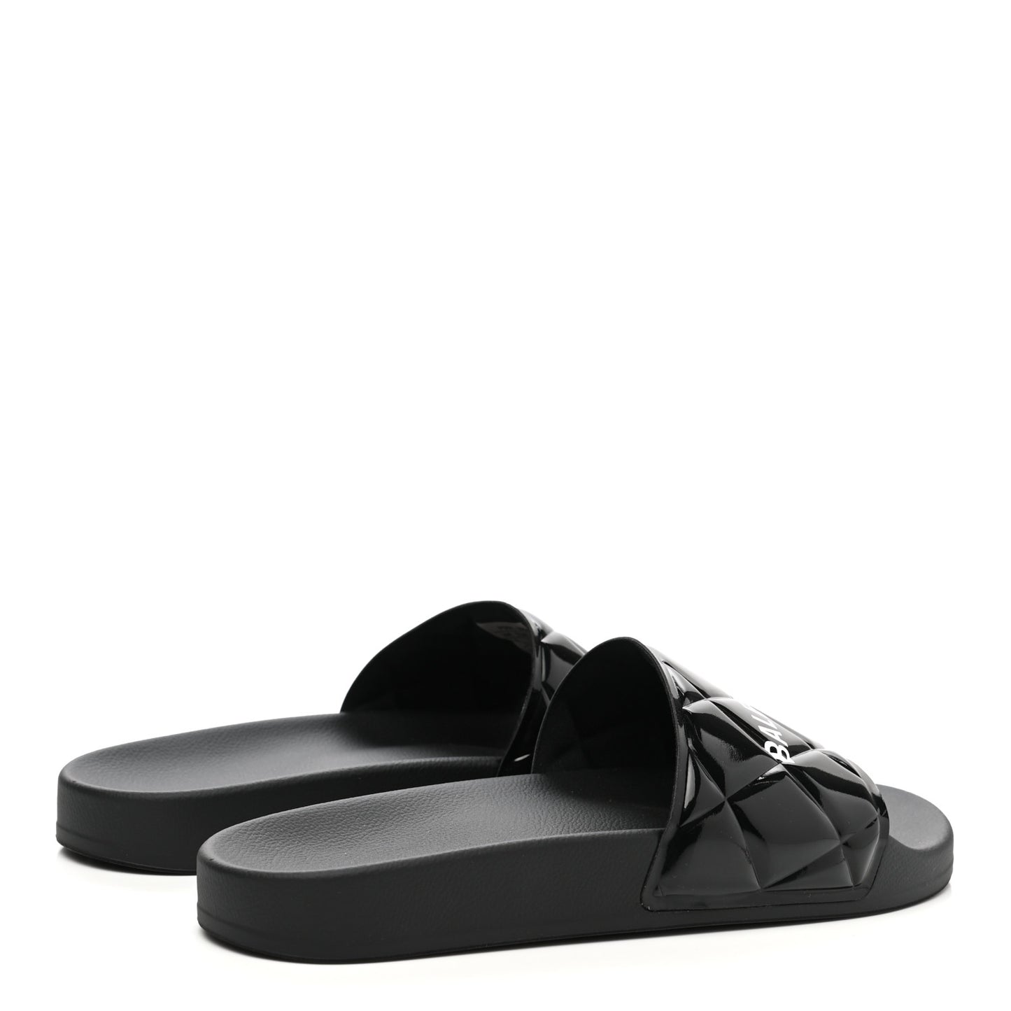 Patent Rubber Logo Womens Pool Slide Sandals 39 Black White