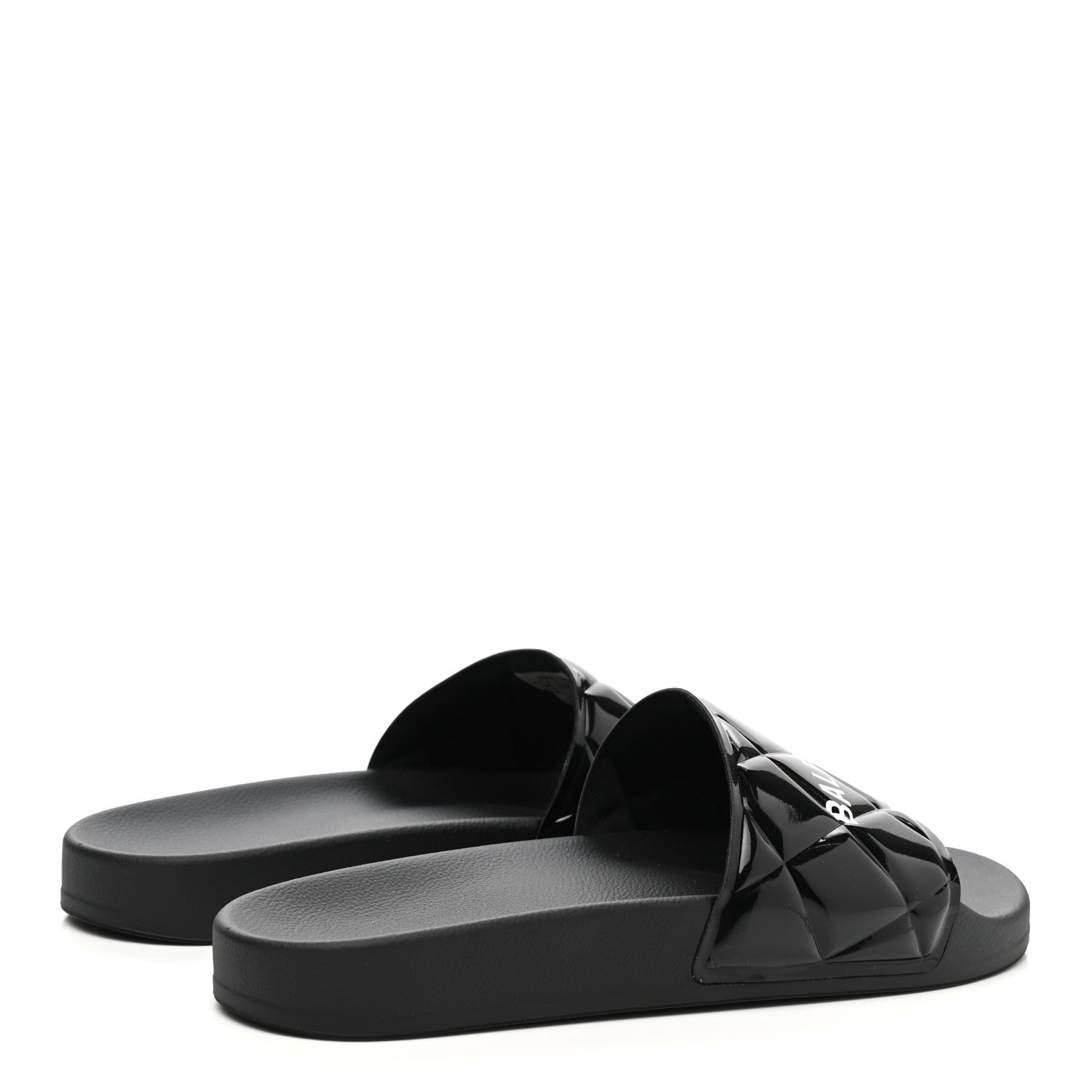 Balenciaga Patent Rubber Logo Womens Pool Slide Sandals 39 Black White 4 of 8