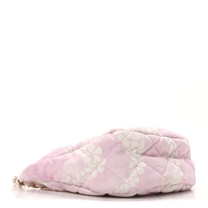 Chanel Printed Denim Quilted Large Hobo Bag Light Pink White 4 of 11