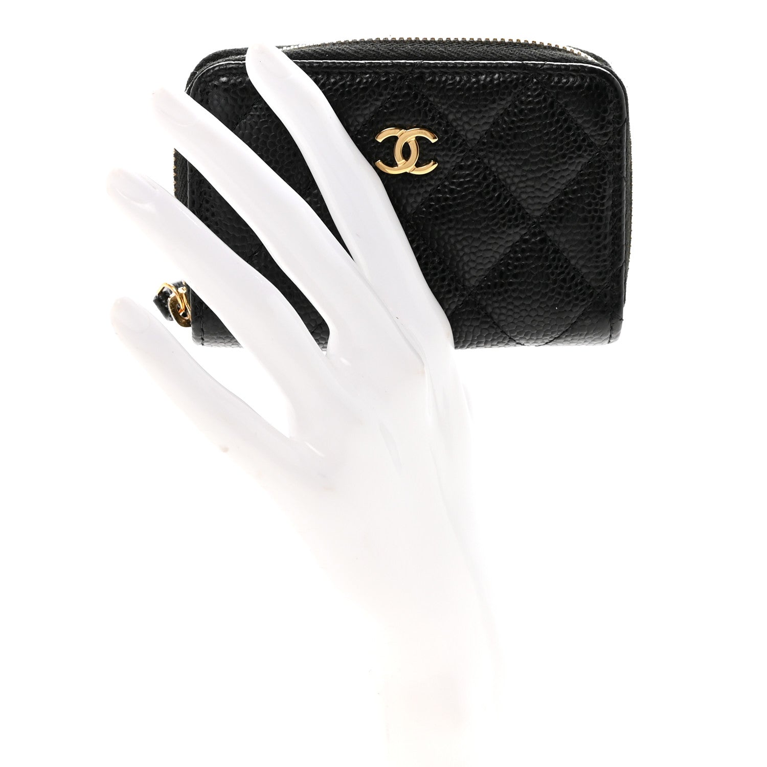 Chanel Caviar Quilted Zip Coin Purse Black 2 of 8