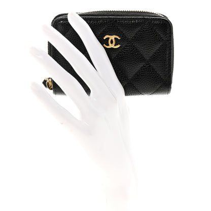 Chanel Caviar Quilted Zip Coin Purse Black 2 of 8