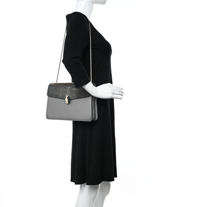 Bulgari Calfskin Galuchat Serpenti Forever Shoulder Bag Grey 2 of 16