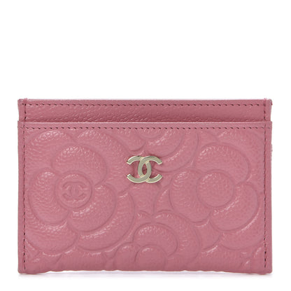 Chanel Caviar Camellia Embossed Card Holder Pink 1 of 10