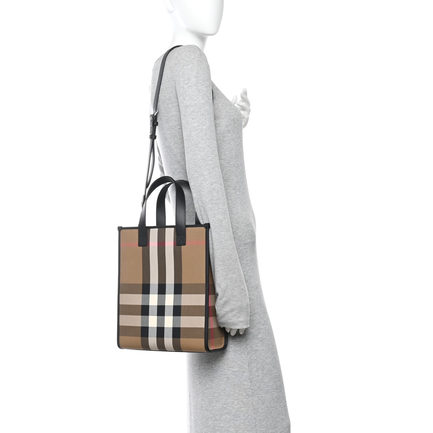 Burberry Calfskin House Check Small N/S Tote Black 2 of 9