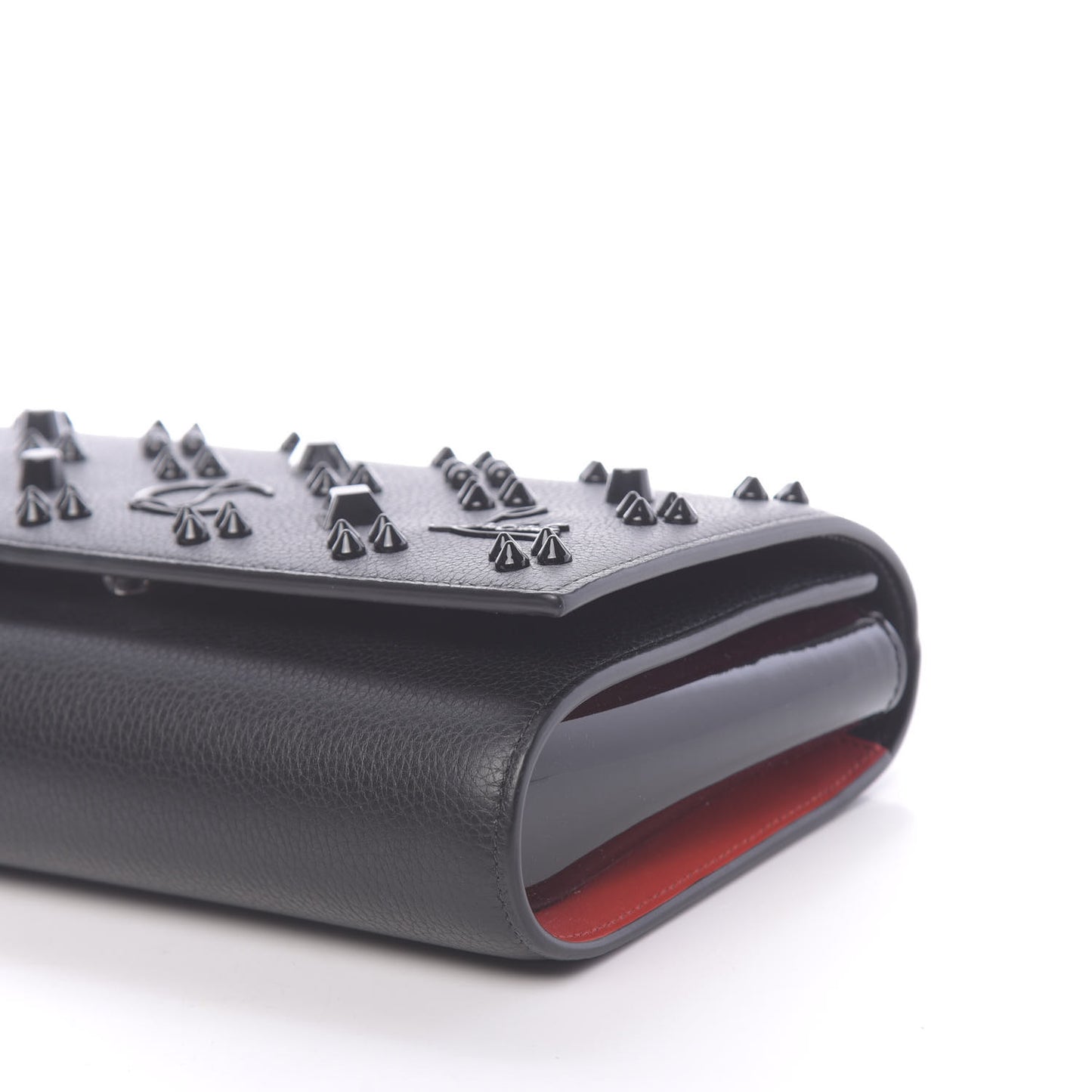 Calfskin Spikes Loubinthesky Paloma Clutch Black