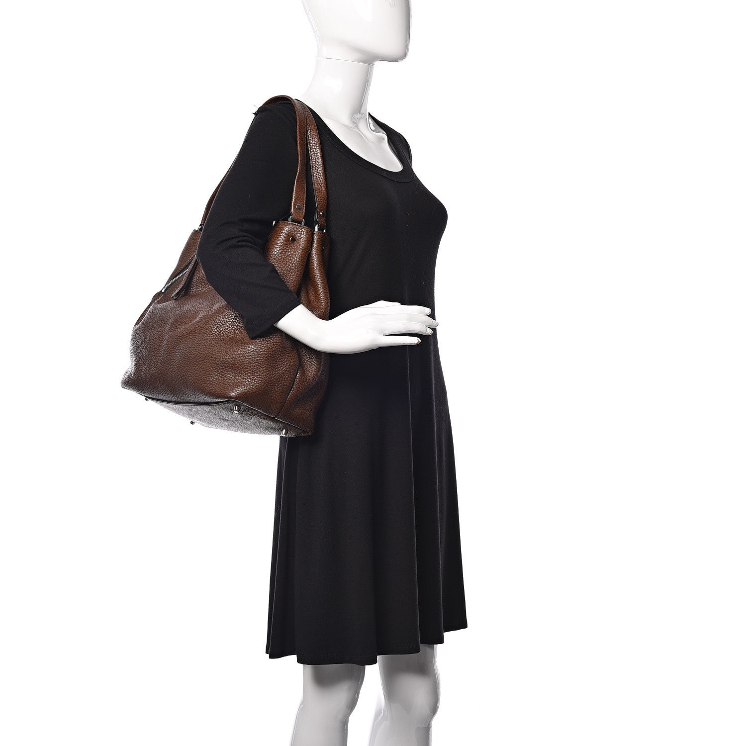 Burberry Grainy Calfskin House Check Medium Maidstone Dark Brown 2 of 9
