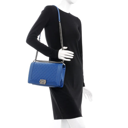 Chanel Caviar Quilted New Medium Boy Flap Blue 2 of 8