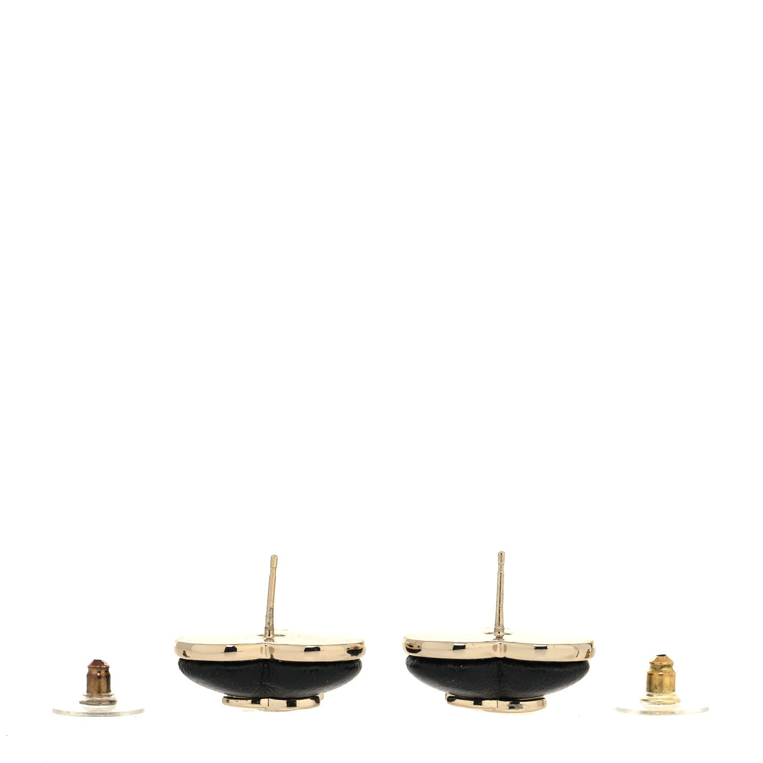 Chanel Lambskin CC Heart Earrings Black Gold 3 of 4