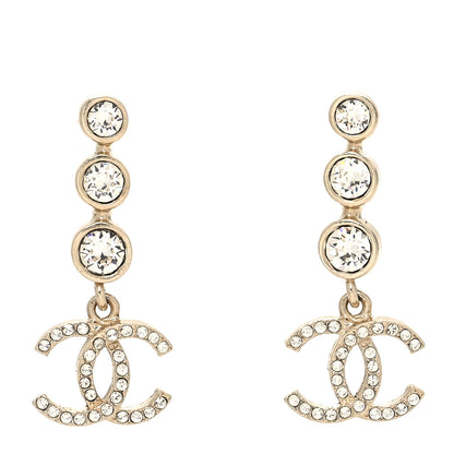 Chanel CC Crystal Drop Earrings Gold 1 of 4