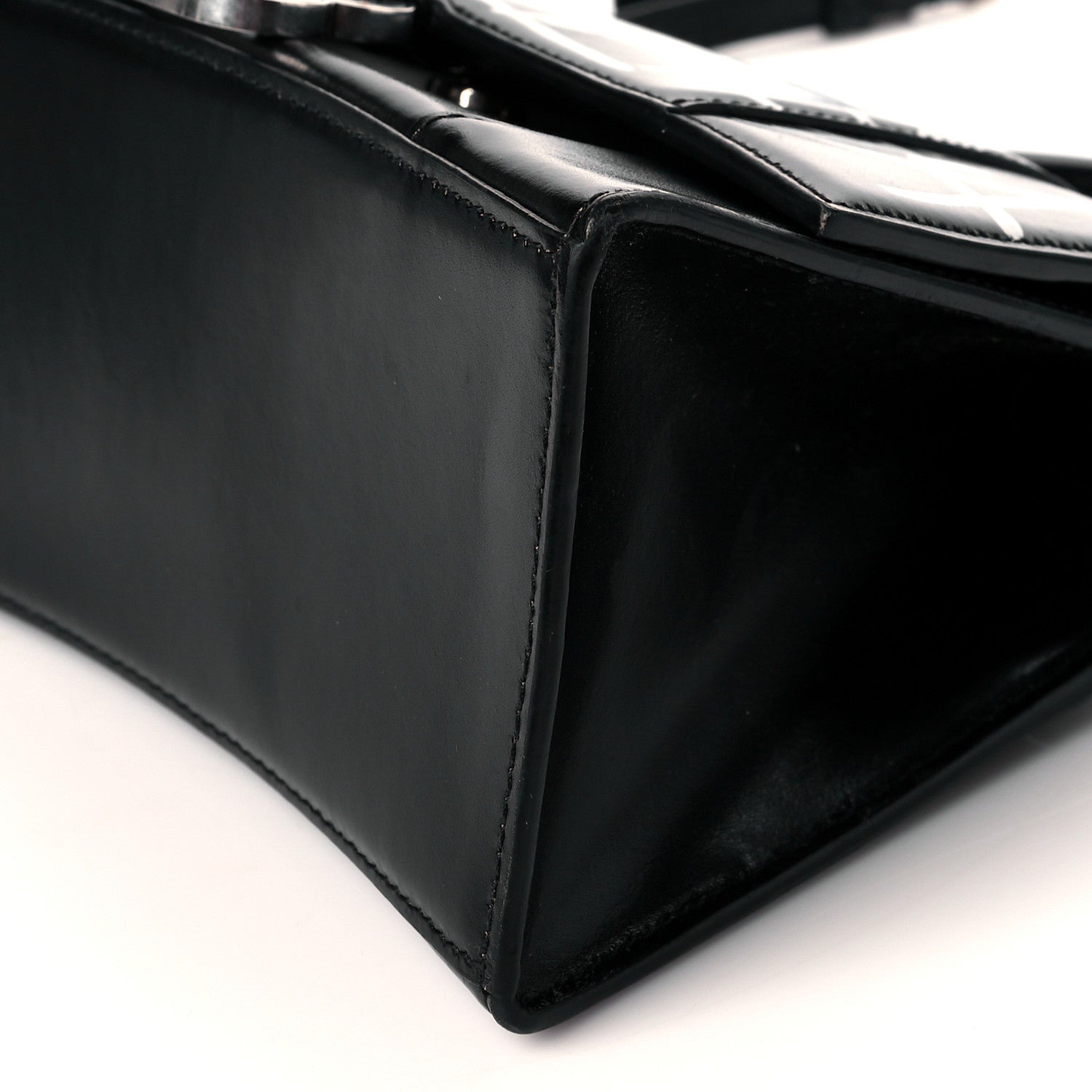 Balenciaga Shiny Box Calfskin Graffiti Logo Small Hourglass Top Handle Bag Black Silver 9 of 11