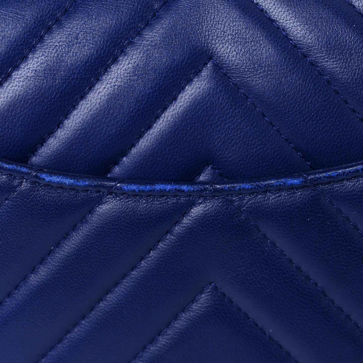 Lambskin Chevron Quilted Mini Rectangular Flap Blue