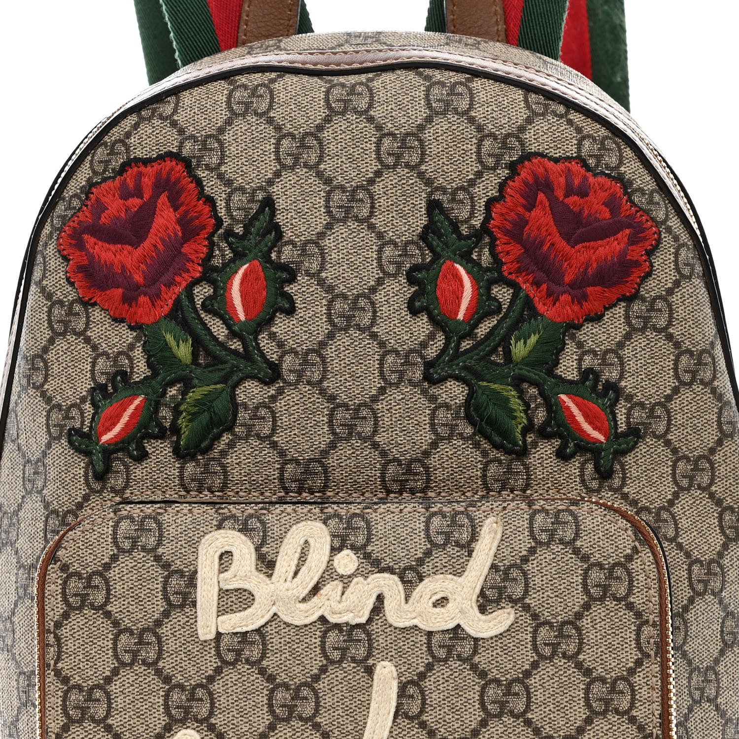 Gucci GG Supreme Monogram Web Blind For Love Embroidered Small Day Backpack 9 of 17