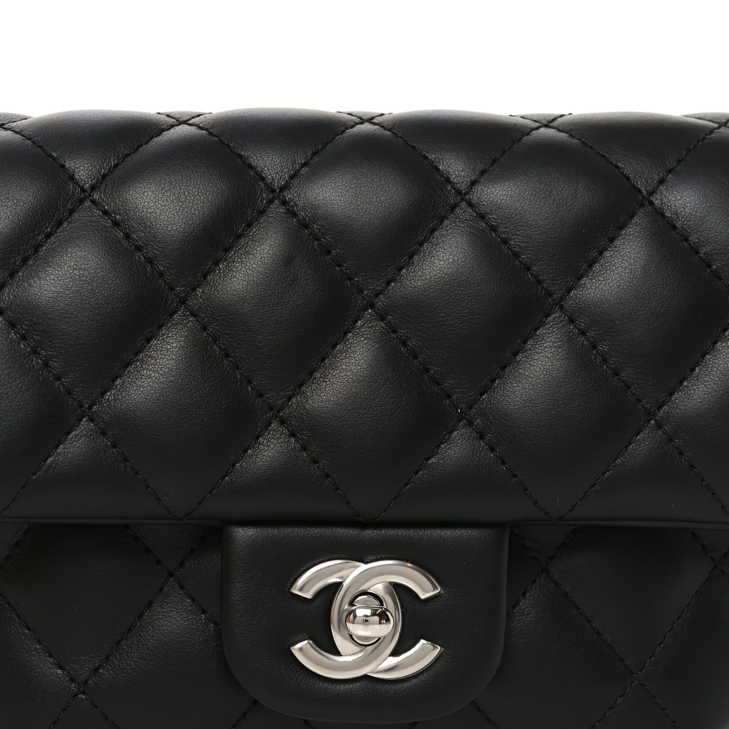 Calfskin Quilted CC Uniform Flap Belt Bag Black