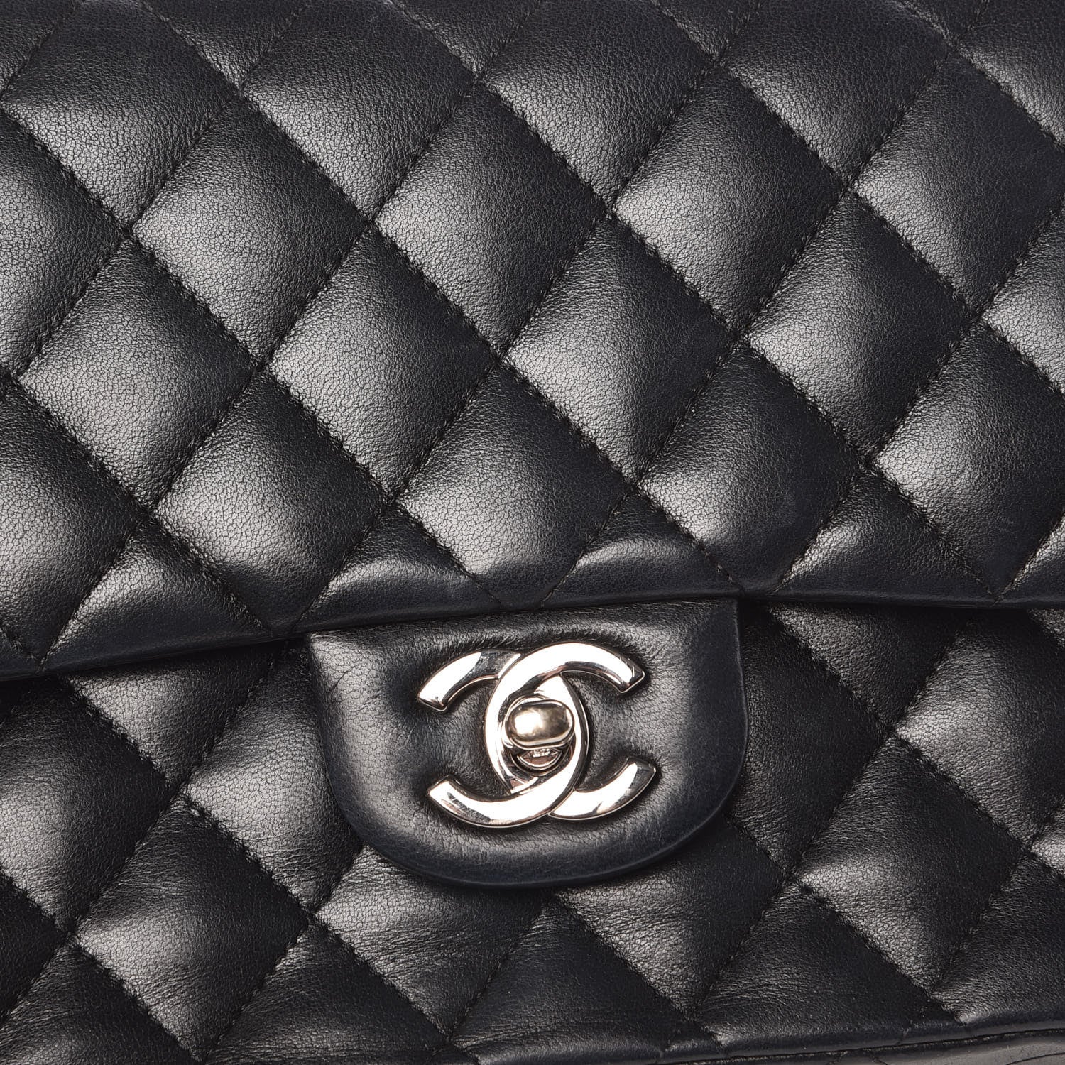 Chanel Lambskin Quilted Medium Double Flap Black 18 of 19