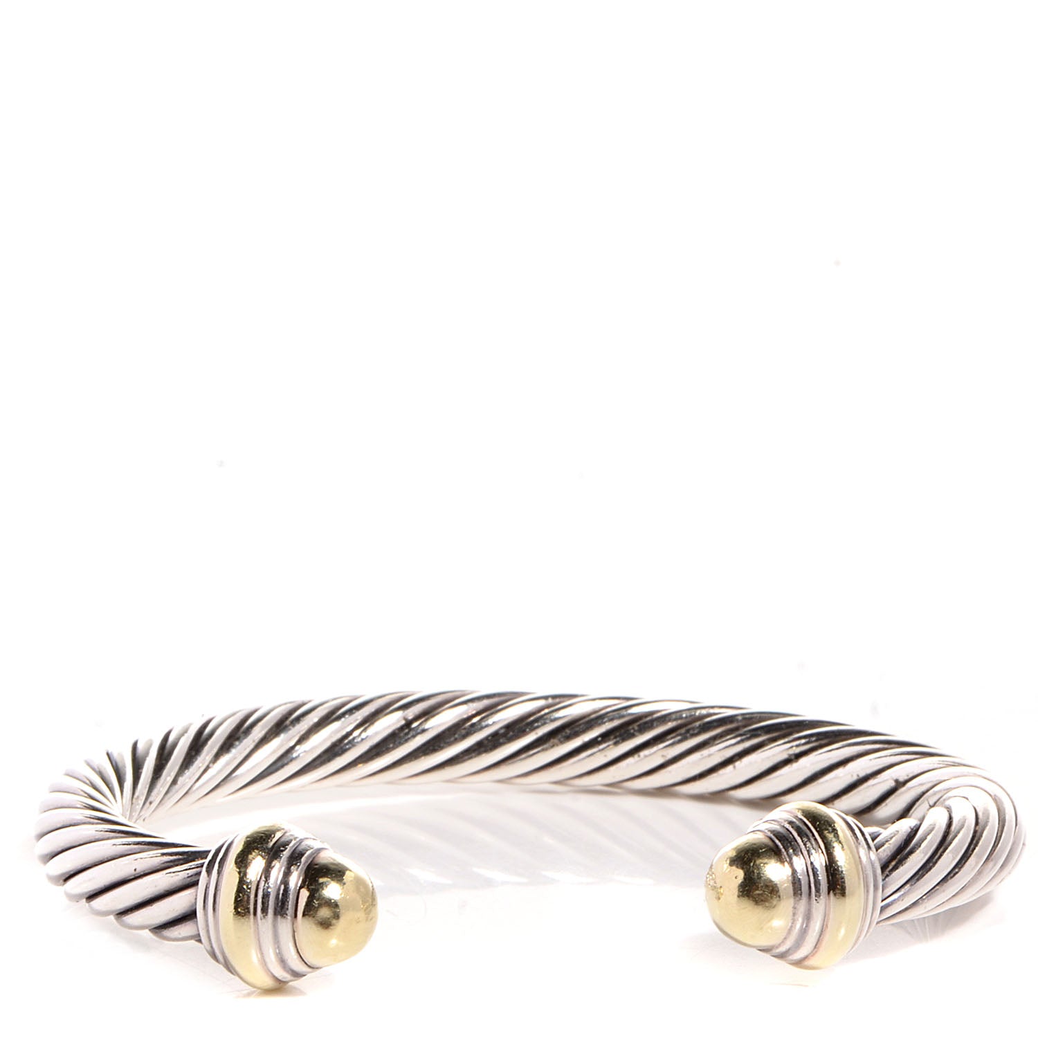 David Yurman Sterling Silver 14k Gold 7mm Cable Classics Cuff 1 of 4