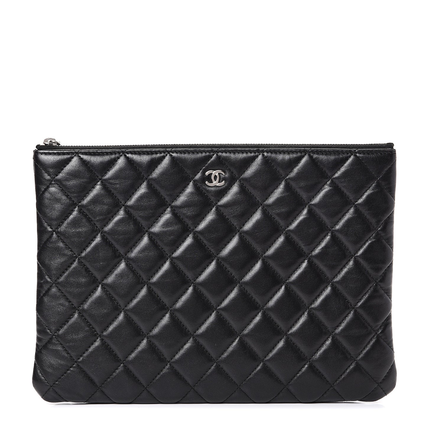 Lambskin Quilted Medium Cosmetic Case Black