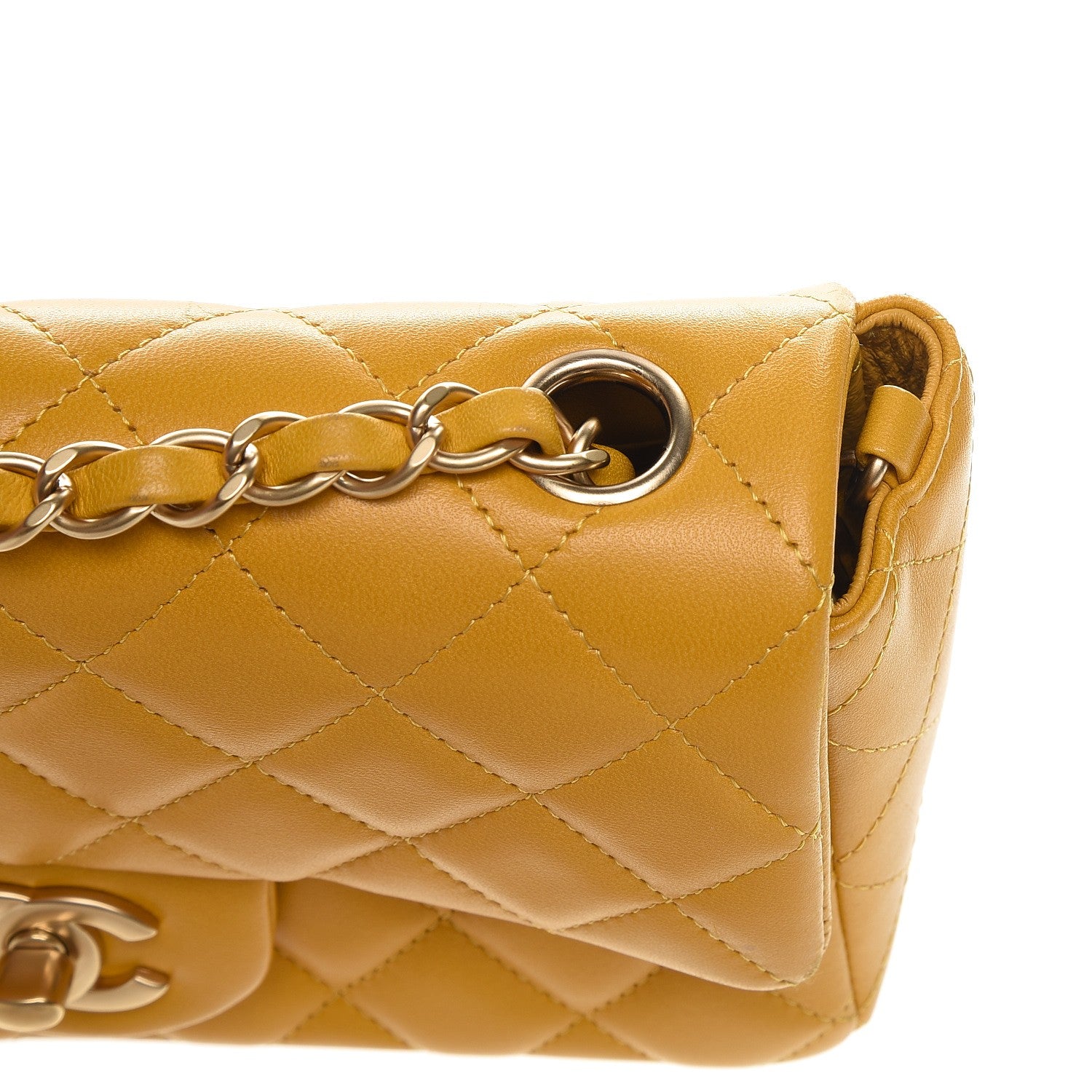 Chanel Lambskin Quilted Mini Rectangular Flap Yellow 12 of 14