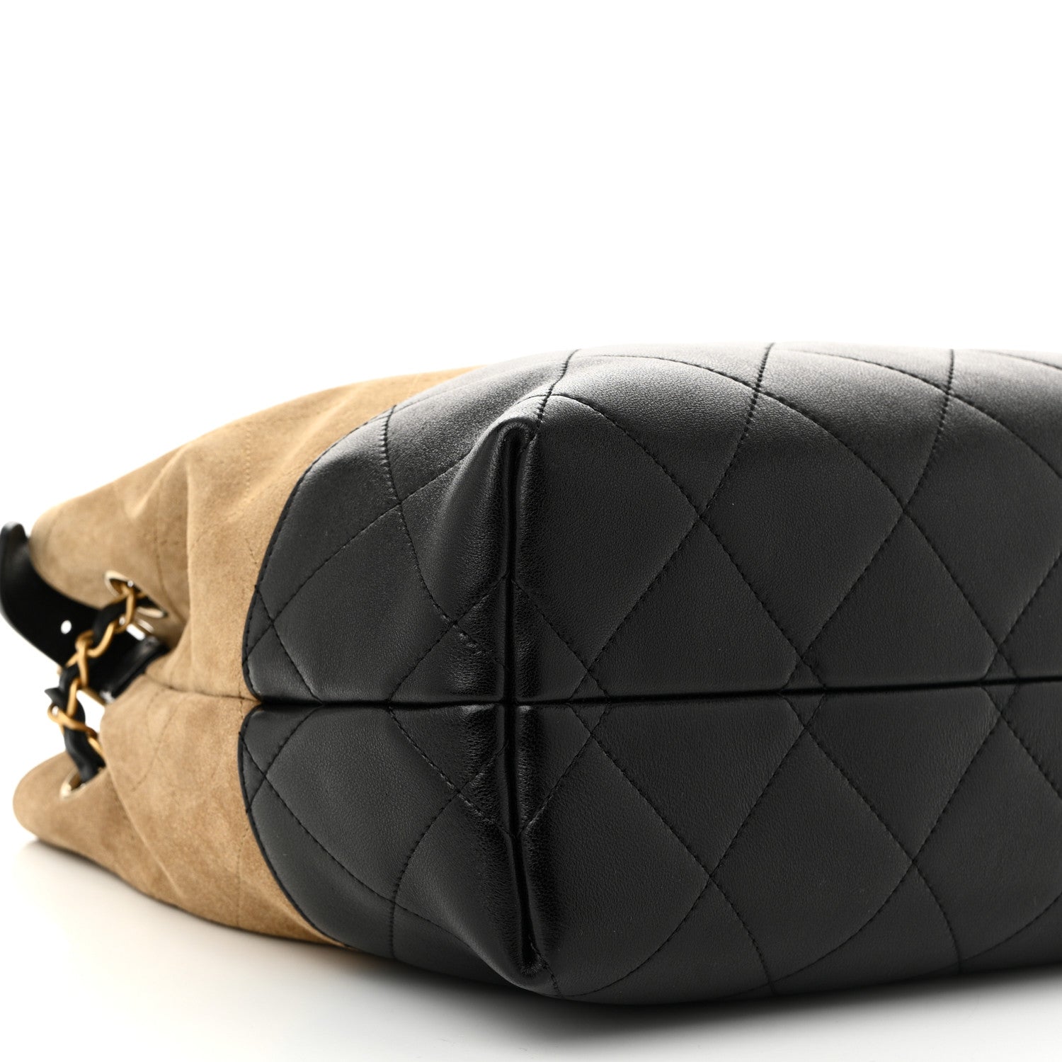 Chanel Suede Shiny Lambskin Quilted Small Shopping Bag  Beige Black 9 of 10