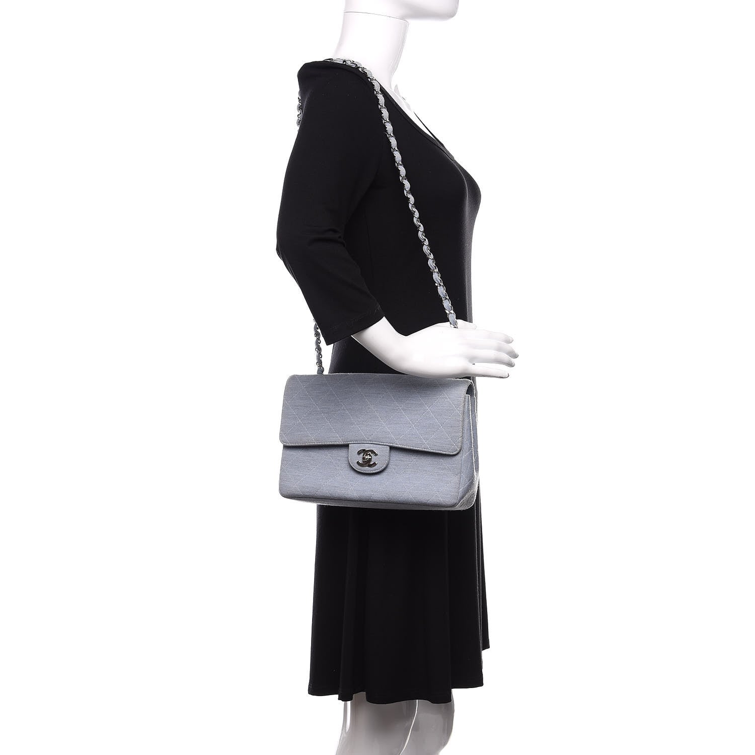 Chanel Jersey Quilted Medium Single Flap Blue 2 of 12
