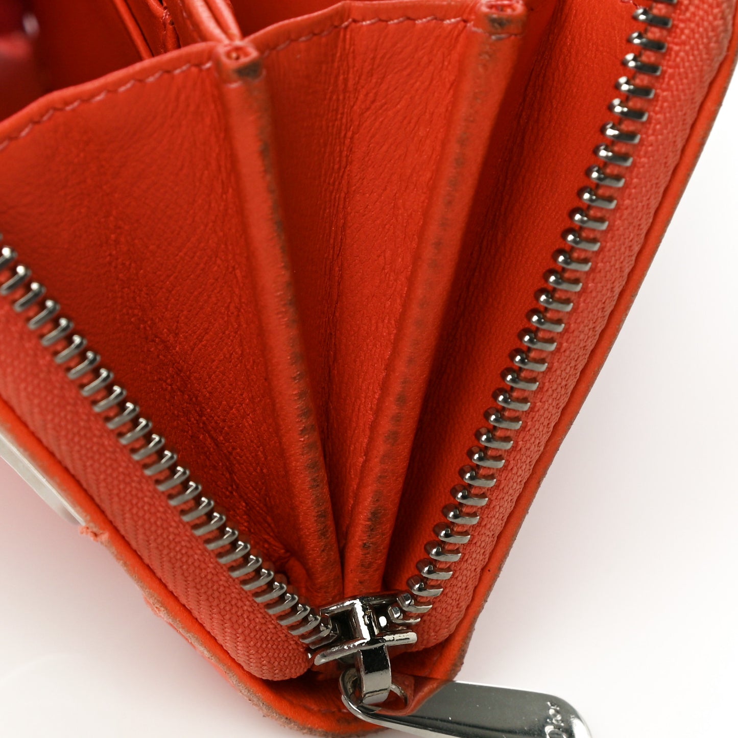 Calfskin Cannage Medium Diorama Voyageur Wallet Orange